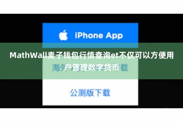MathWall麦子钱包行情查询et不仅可以方便用户管理数字货币